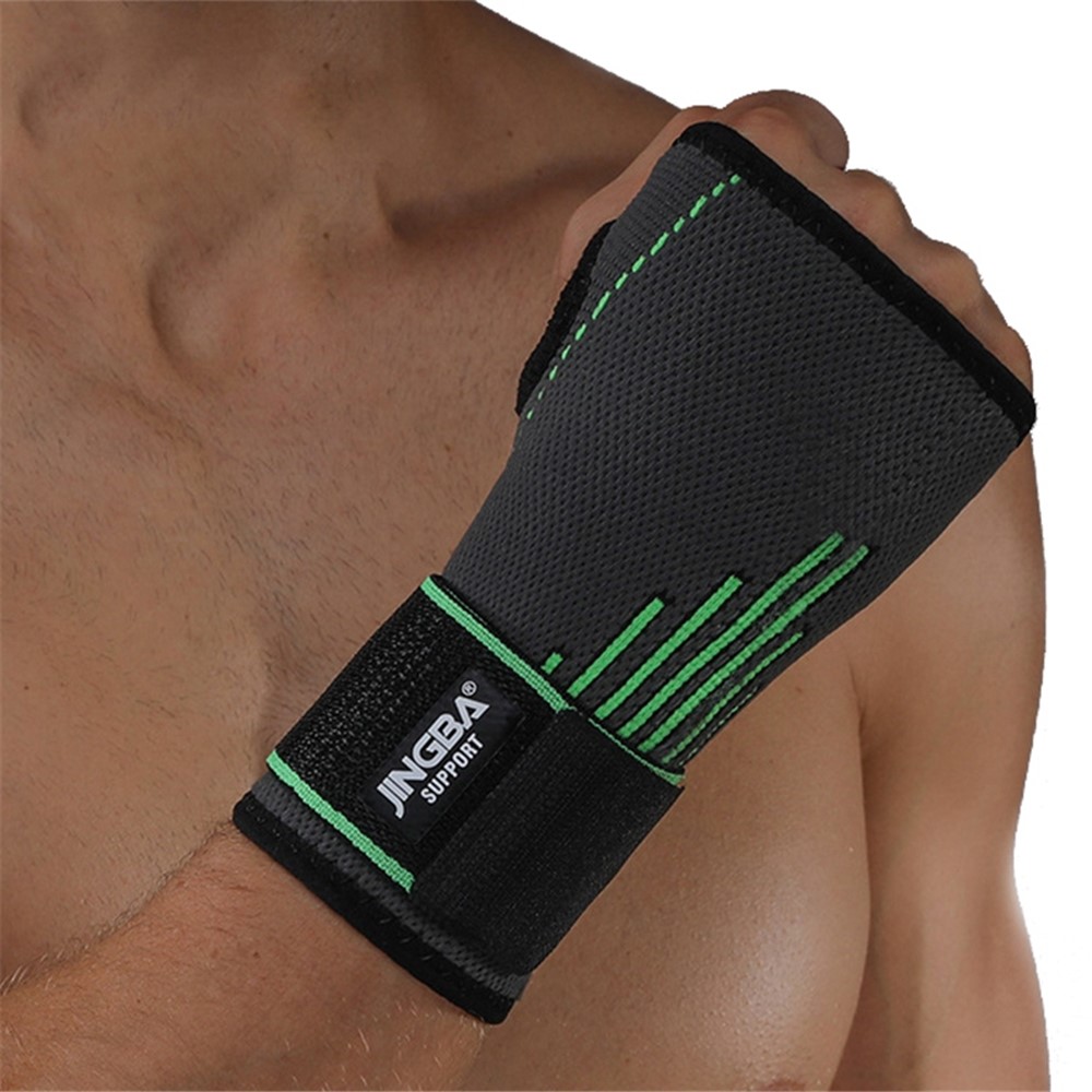 JINGBA SUPPORT 0127A 1Pc Sports Compression Wrist Brace Elastic Palm Guard Weightlifting Fitness Cycling Protective Wristband - Green S/M-1