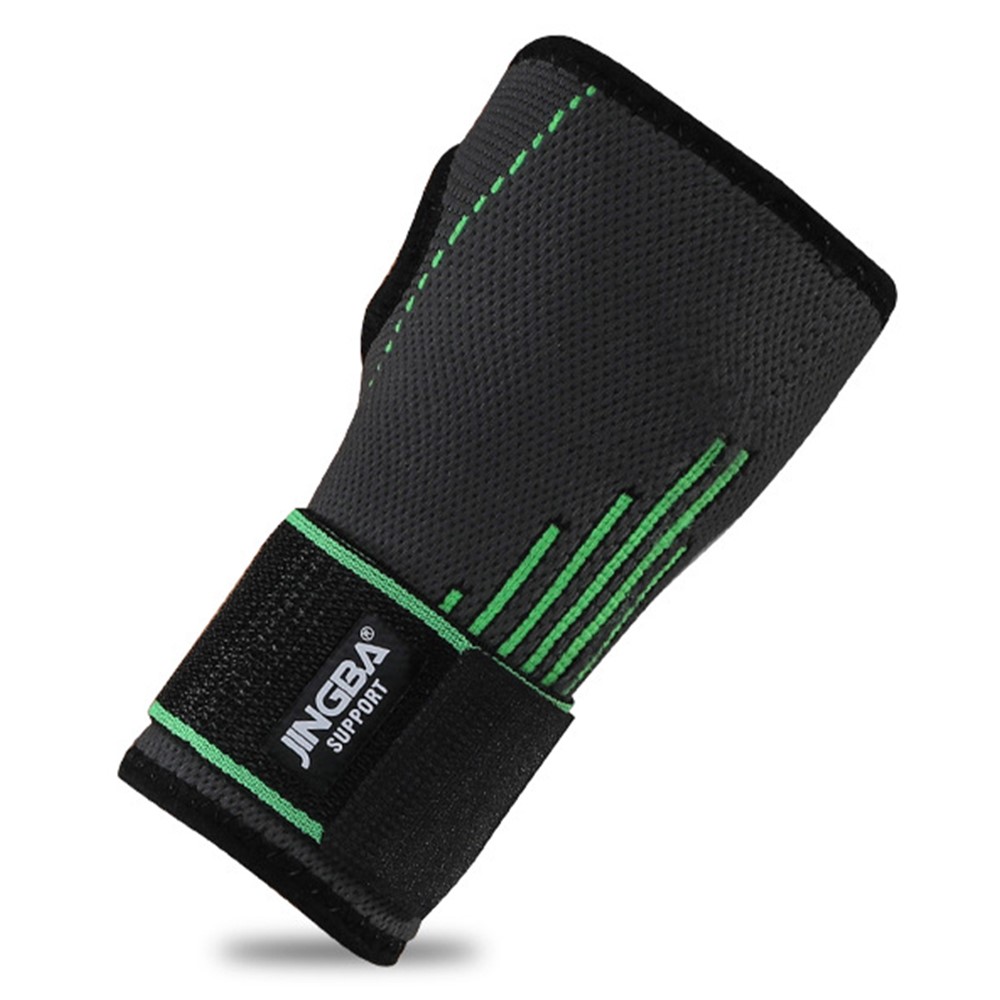JINGBA SUPPORT 0127A 1Pc Sports Compression Wrist Brace Elastic Palm Guard Weightlifting Fitness Cycling Protective Wristband - Green S/M-2