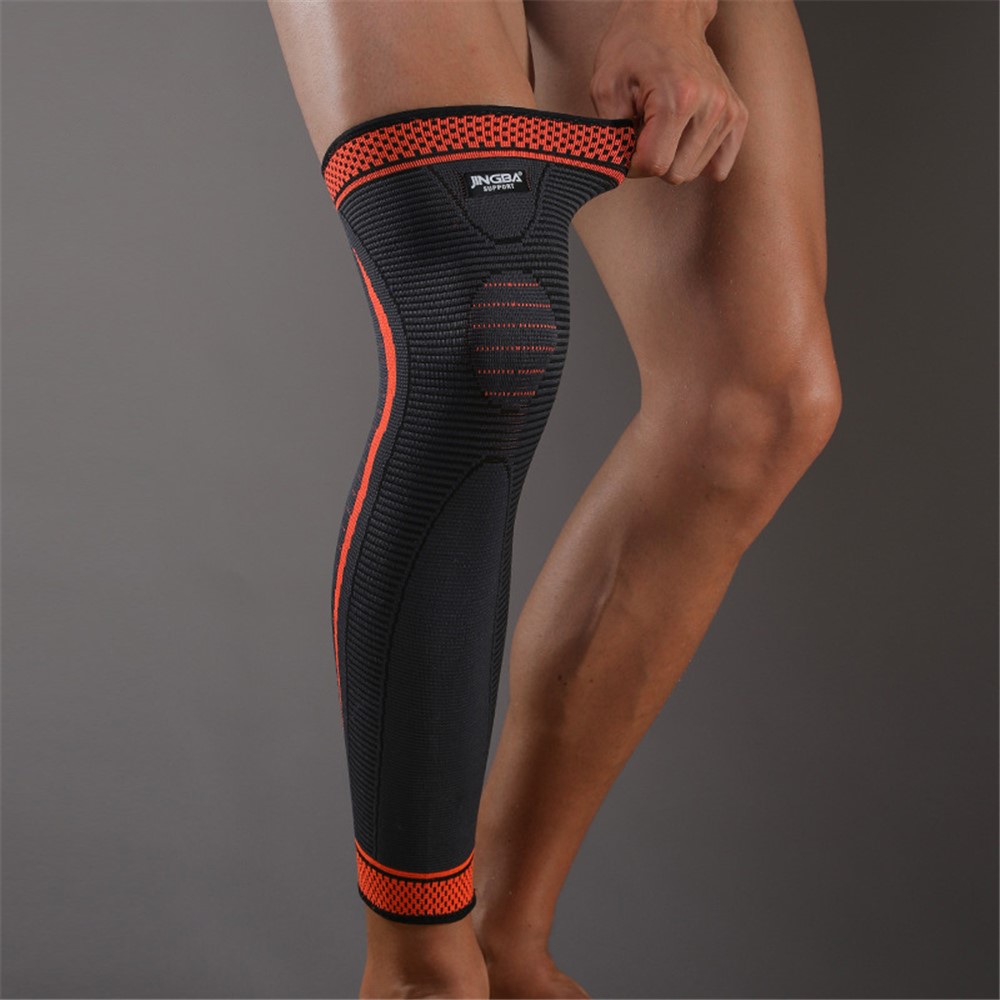 JINGBA SUPPORT 1467B 1Pc Lengthened Sports Running Knee Guard Elastic Breathable Fitness Basketball Cycling Knee Sleeve Protector - Orange S/M-4