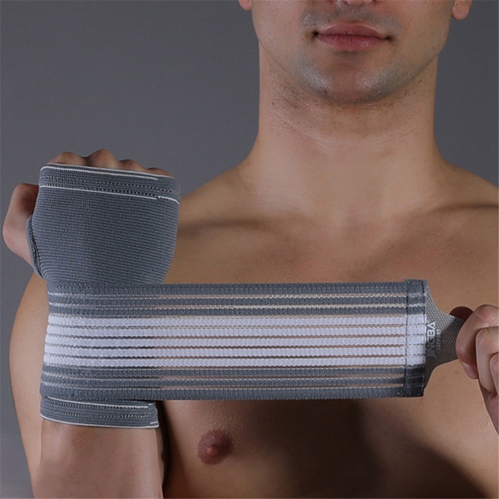 JINGBA SUPPORT 4127A 1Pc Sports Wrist Palm Brace Fitness Weightlifting Training Wristband Hand Palm Guard - Grey S/M-2