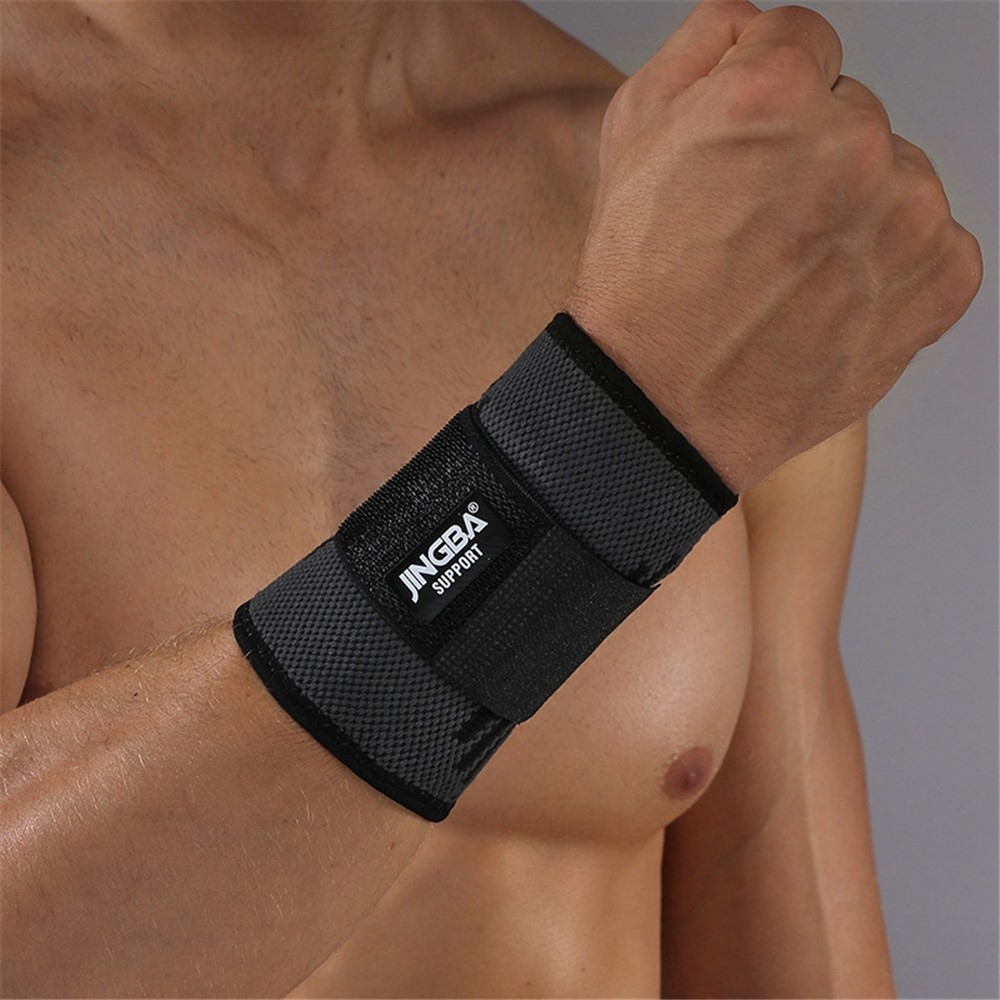 JINGBA SUPPORT 0117 1Pc Sports Compression Wrist Brace Fitness Weightlifting Basketball Wrist Guard Band - Black S/M-3