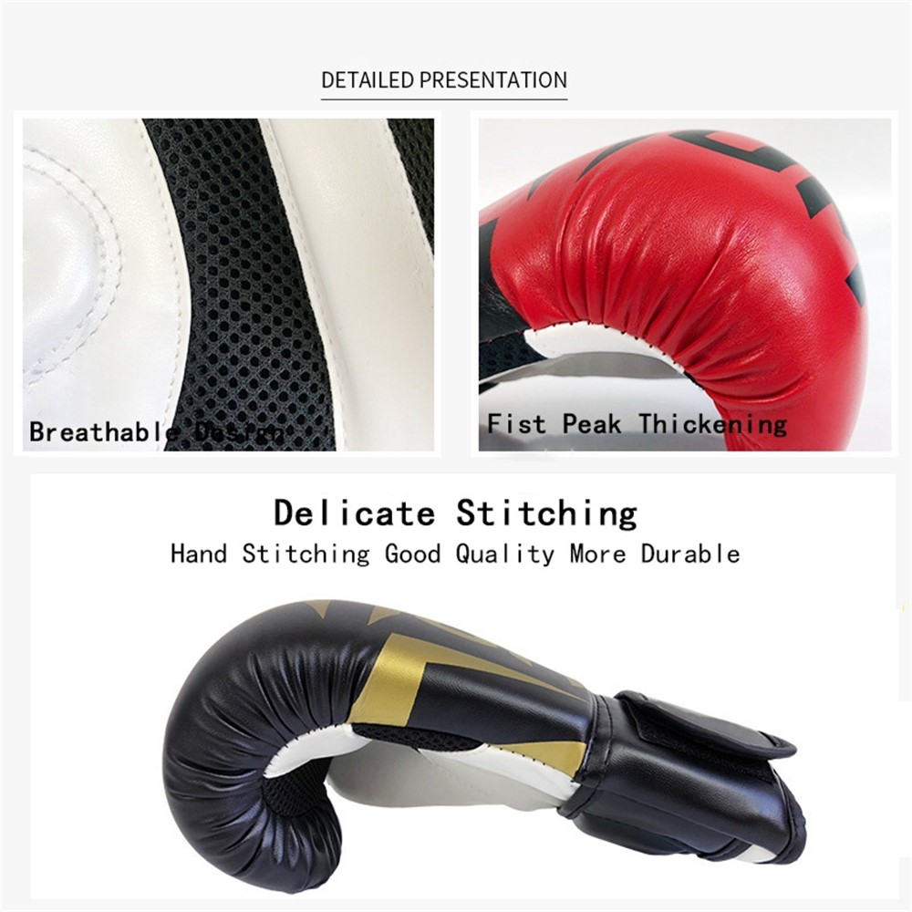 KAILUN NW-036 Karate Sanda Taekwondo Boxing Gloves Finger Hand Protection PU Mittens, 8oz - Black-5