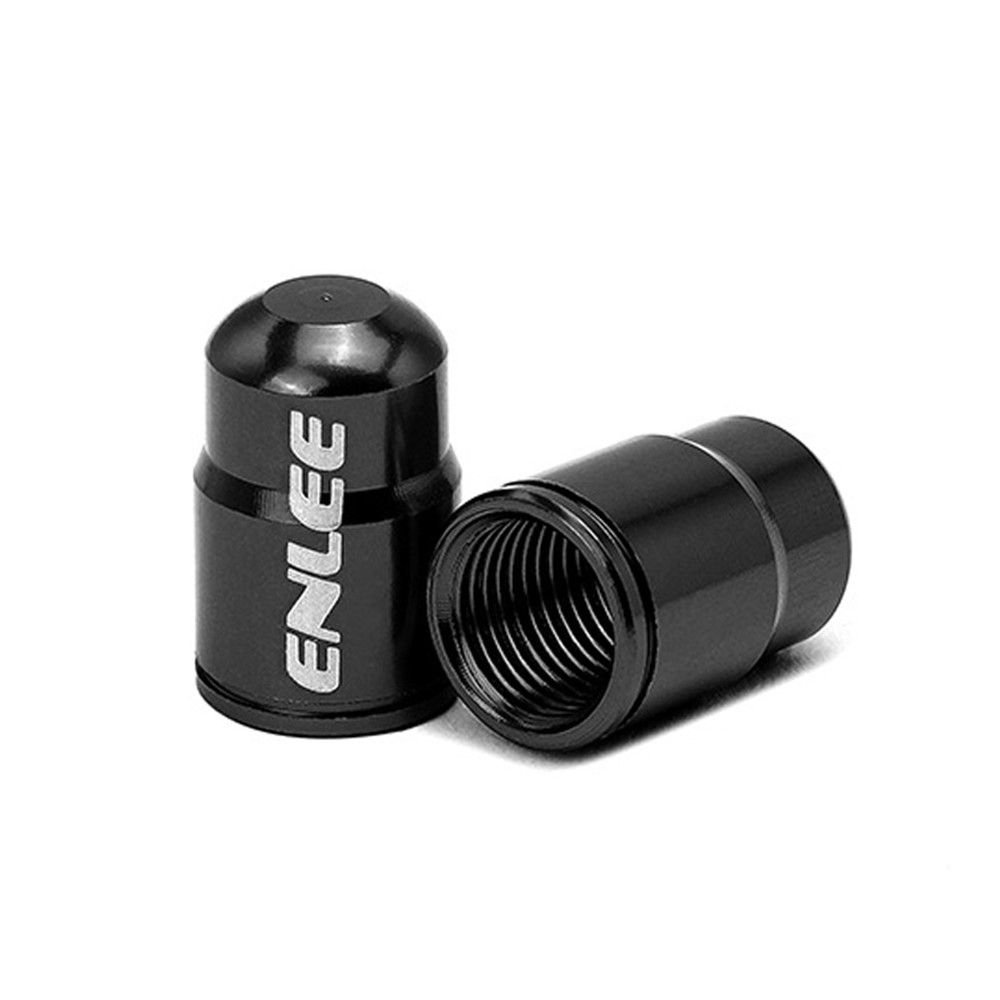 ENLEE E-MZ504 2Pcs Corrosion Prevention Aluminum Alloy Tire Valve Caps Universal Valve Stem Dustproof Covers for Bike Road Bike Mountain Bike - Schrader Valve/Black-1
