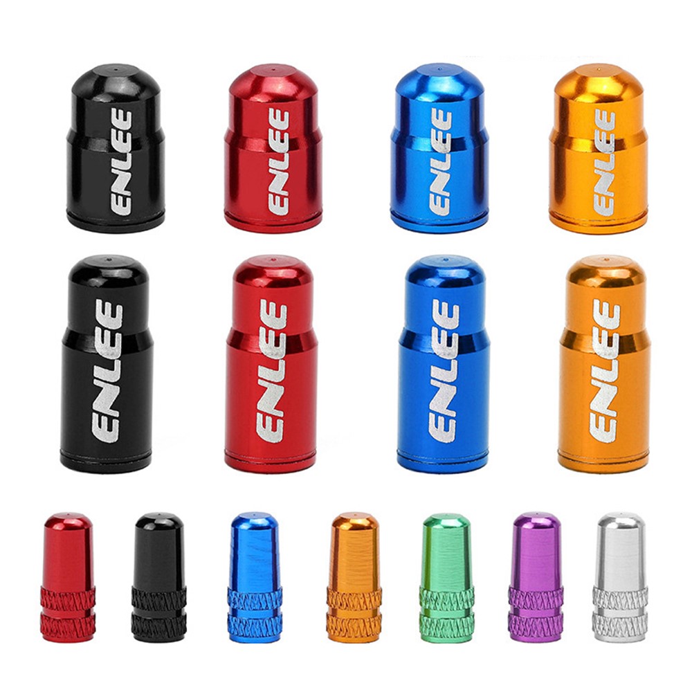 ENLEE E-MZ504 2Pcs Corrosion Prevention Aluminum Alloy Tire Valve Caps Universal Valve Stem Dustproof Covers for Bike Road Bike Mountain Bike - Schrader Valve/Black-5