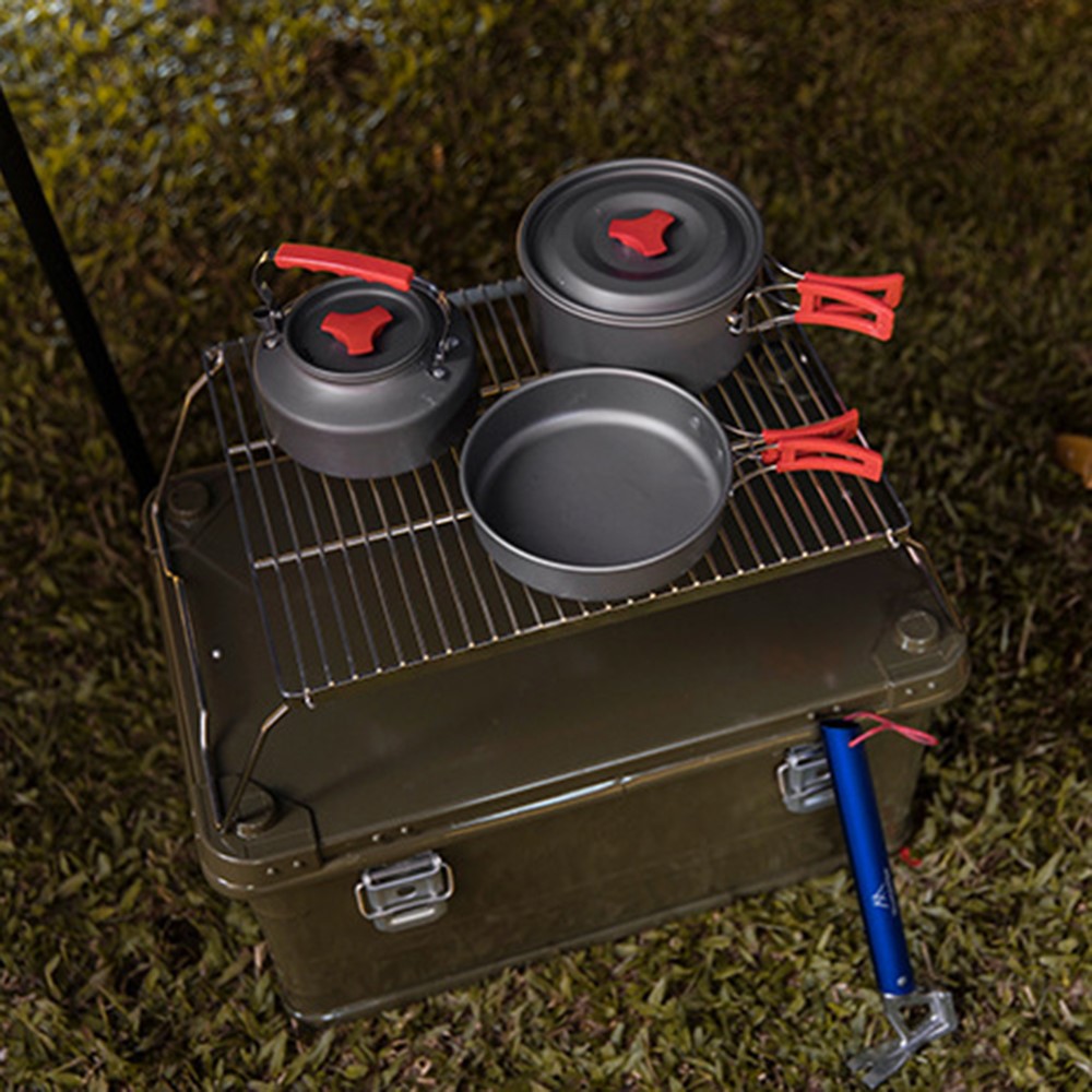 MOUNTAINHIKER Picnic Pot + Pan + Teapot Cookware Set for Hiking Camping Fishing Outdoors (No FDA Certificate, BPA-free)-3