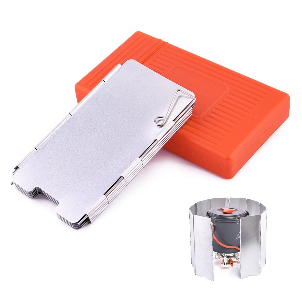 WSSP-002 9 Plates Short Windproof Screen Aluminum Alloy Outdoor Camping Folding Gas Stove Windshield Screen-1