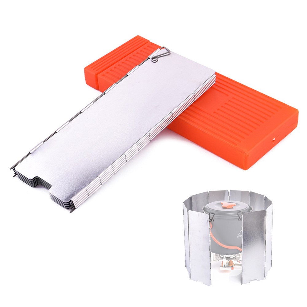 WSSP-003 Outdoor Camping Gas Stove 10 Plates Long Windproof Screen Aluminum Alloy Folding Windshield Screen-1