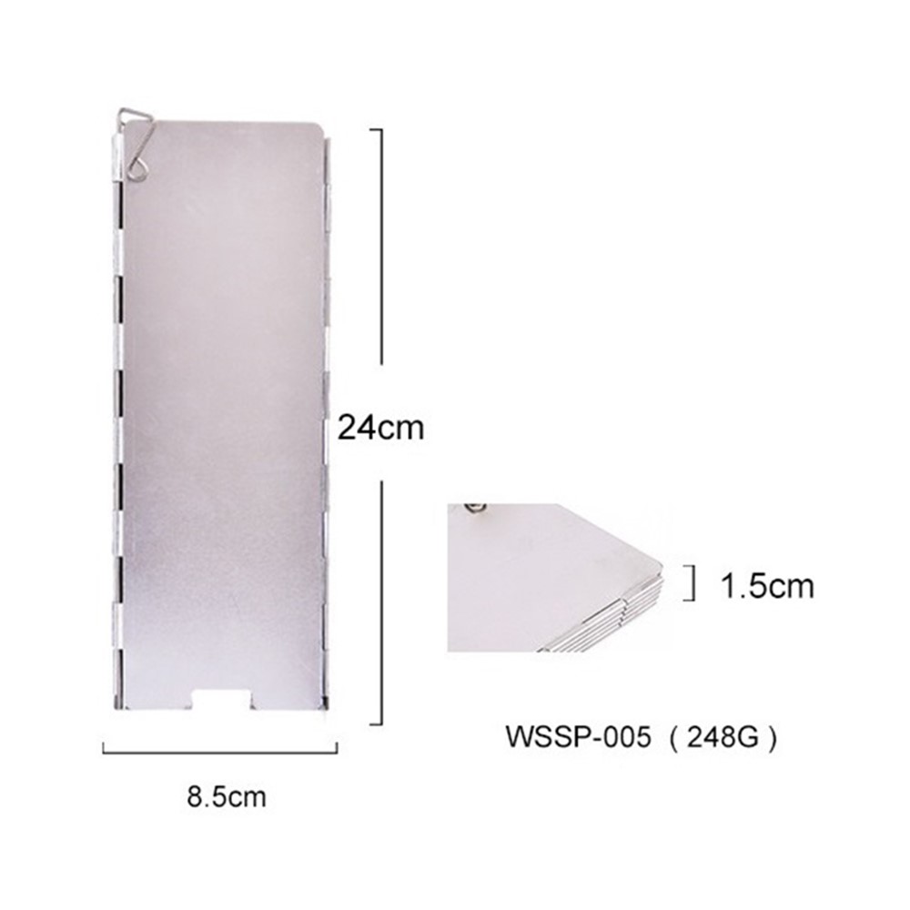 WSSP-003 Outdoor Camping Gas Stove 10 Plates Long Windproof Screen Aluminum Alloy Folding Windshield Screen-5