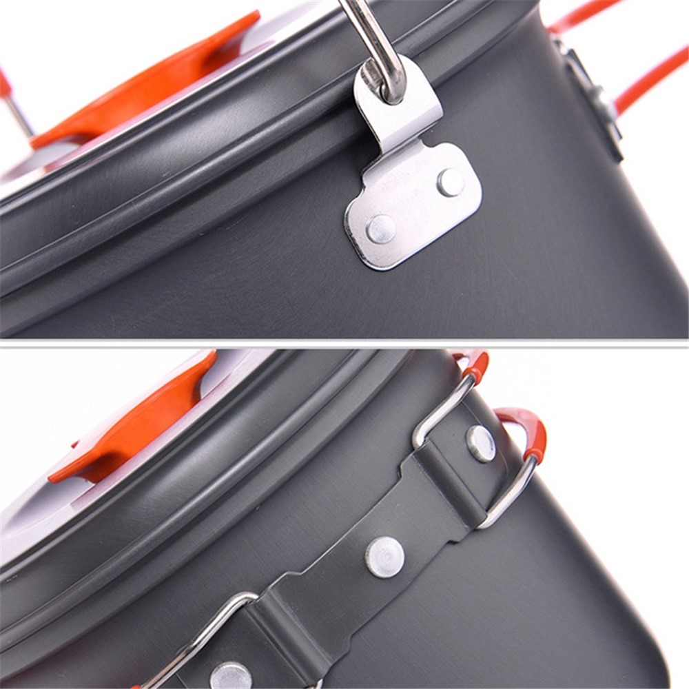 WIDESEA WSC-106 Portable 1-2 People Outdoor Aluminum Cooking Pot Camping Picnic Hanging Pot (No FDA Certificate, BPA-free)-9