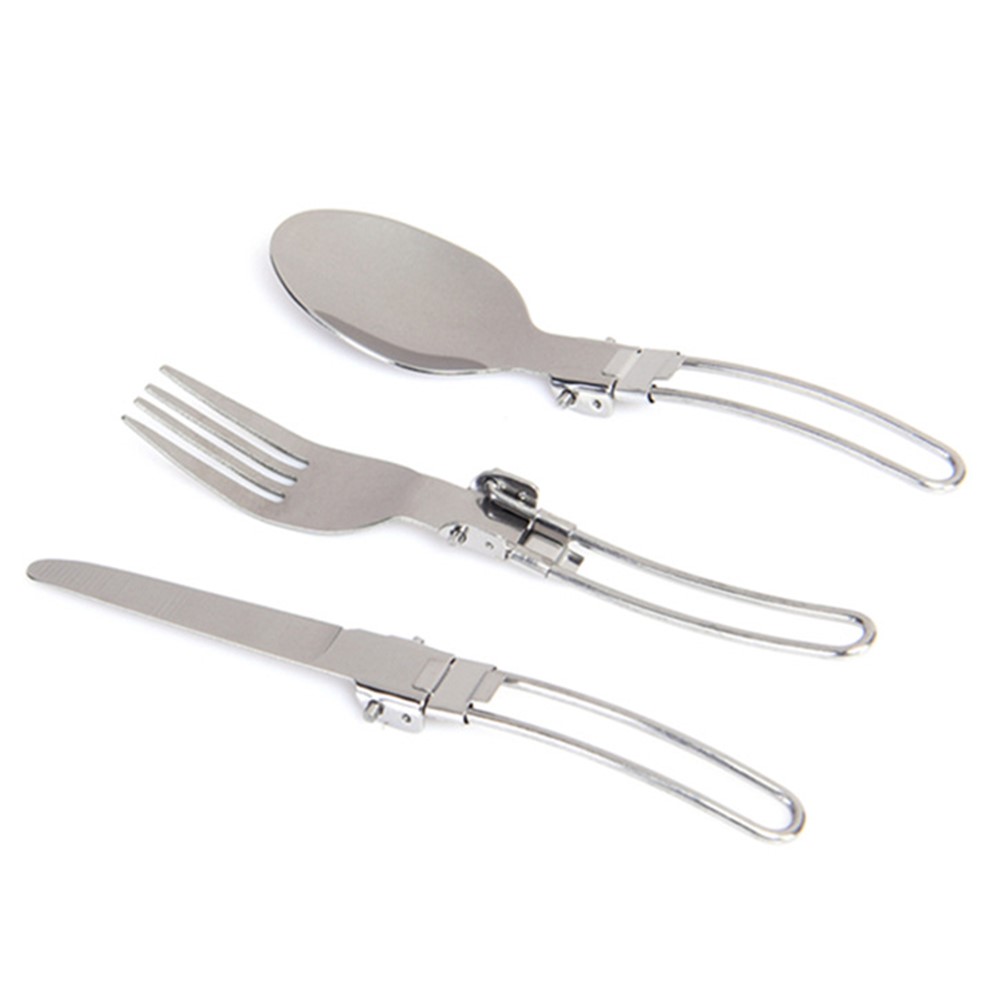 WIDESEA CJ1900 BPA-free No FDA Certified Foldable Camping Utility Cutlery Set Stainless Steel Spoon Fork Knife with Carrying Bag for Traveling Picnic Hiking-1