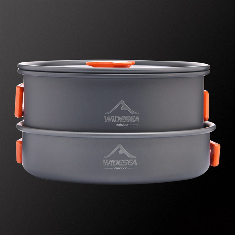 WIDESEA WSC-203J Suitable for 2-3 People Aluminum Camping Cookware Set Lightweight Outdoor Picnic Boiling Pot Teapot Frying Pan (BPA-free, No FDA Certified) - Grey/Orange-8