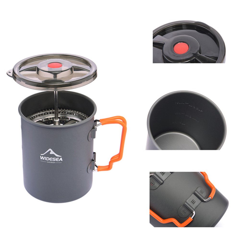WIDESEA WSC-107 Portable Outdoor Camping Picnic Aluminum Coffee Making Pot Mug Coffee Cup with Filter (No FDA Certificate, BPA-free)-5