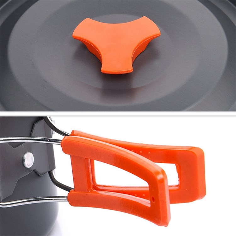 WIDESEA WSC-202J Aluminum Camping Cookware Set for 2-3 People, Lightweight Boiling Pot Teapot Frying Pan (BPA-free, No FDA Certified) - Orange-11