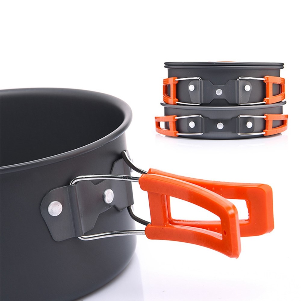 WIDESEA WSC-202J Aluminum Camping Cookware Set for 2-3 People, Lightweight Boiling Pot Teapot Frying Pan (BPA-free, No FDA Certified) - Orange-7