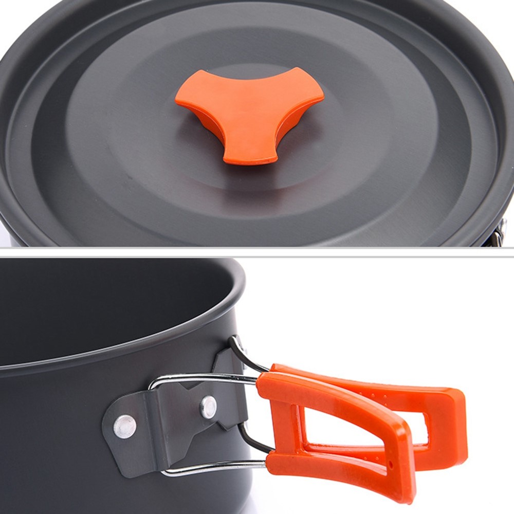 WIDESEA WSC-202J Aluminum Camping Cookware Set for 2-3 People, Lightweight Boiling Pot Teapot Frying Pan (BPA-free, No FDA Certified) - Orange-8