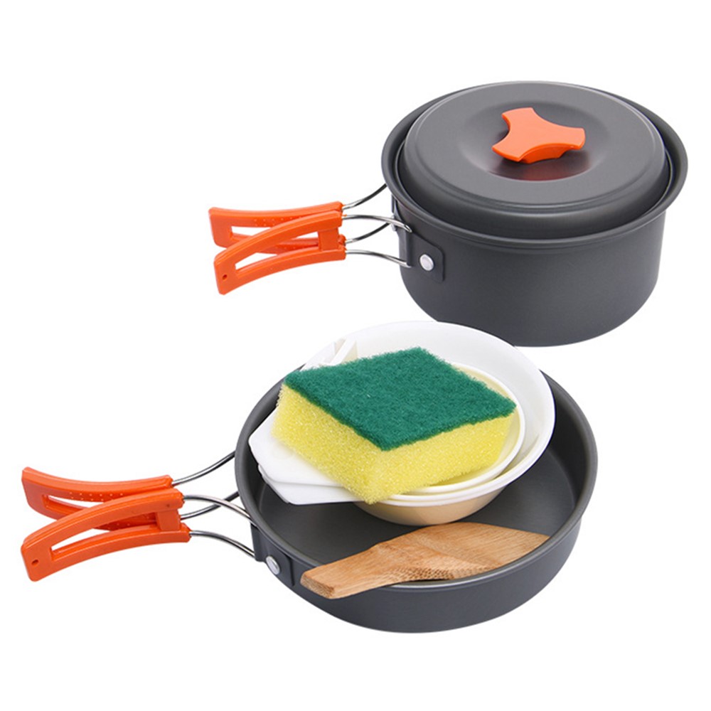 WIDESEA WSC-201J Outdoor Camping Picnic Cookware Set Pot Pan Bowl Soup Spoon Spatula Cooking Set for 1-2 Person (No FDA Certificate, BPA-free)-1