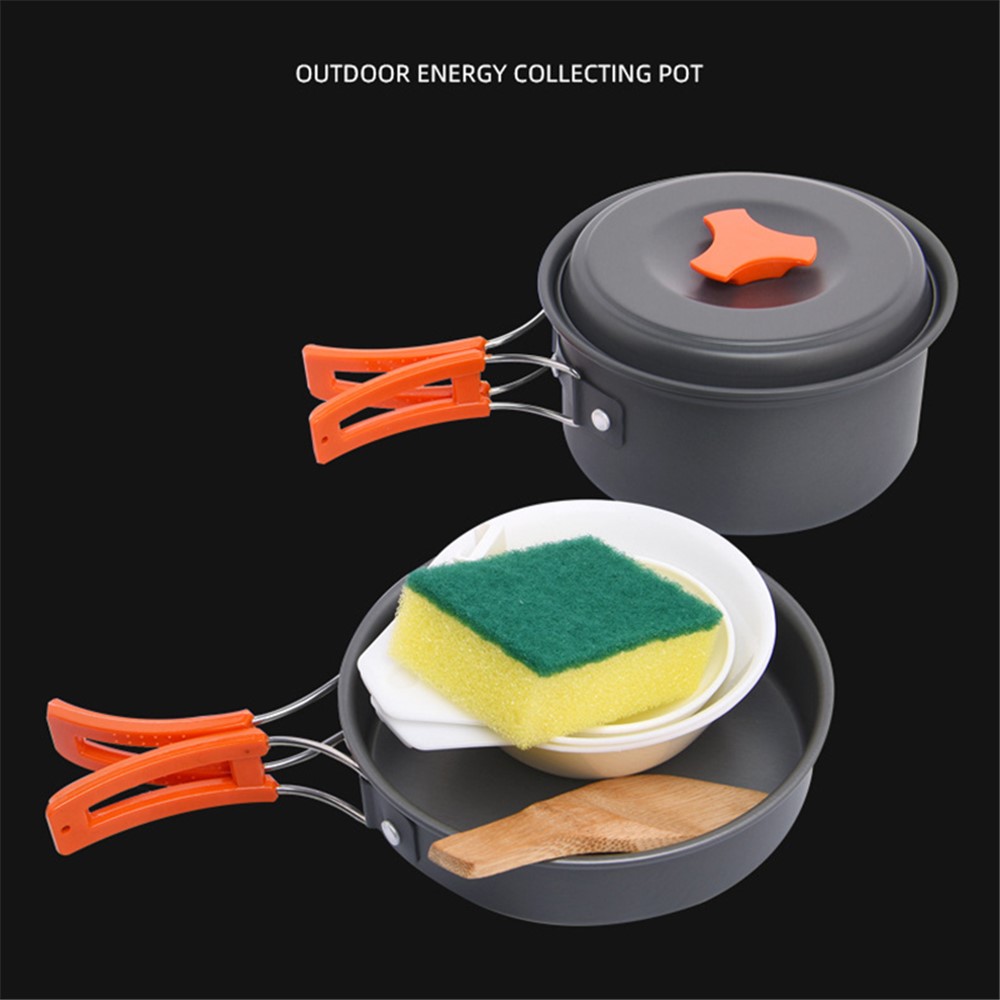 WIDESEA WSC-201J Outdoor Camping Picnic Cookware Set Pot Pan Bowl Soup Spoon Spatula Cooking Set for 1-2 Person (No FDA Certificate, BPA-free)-2