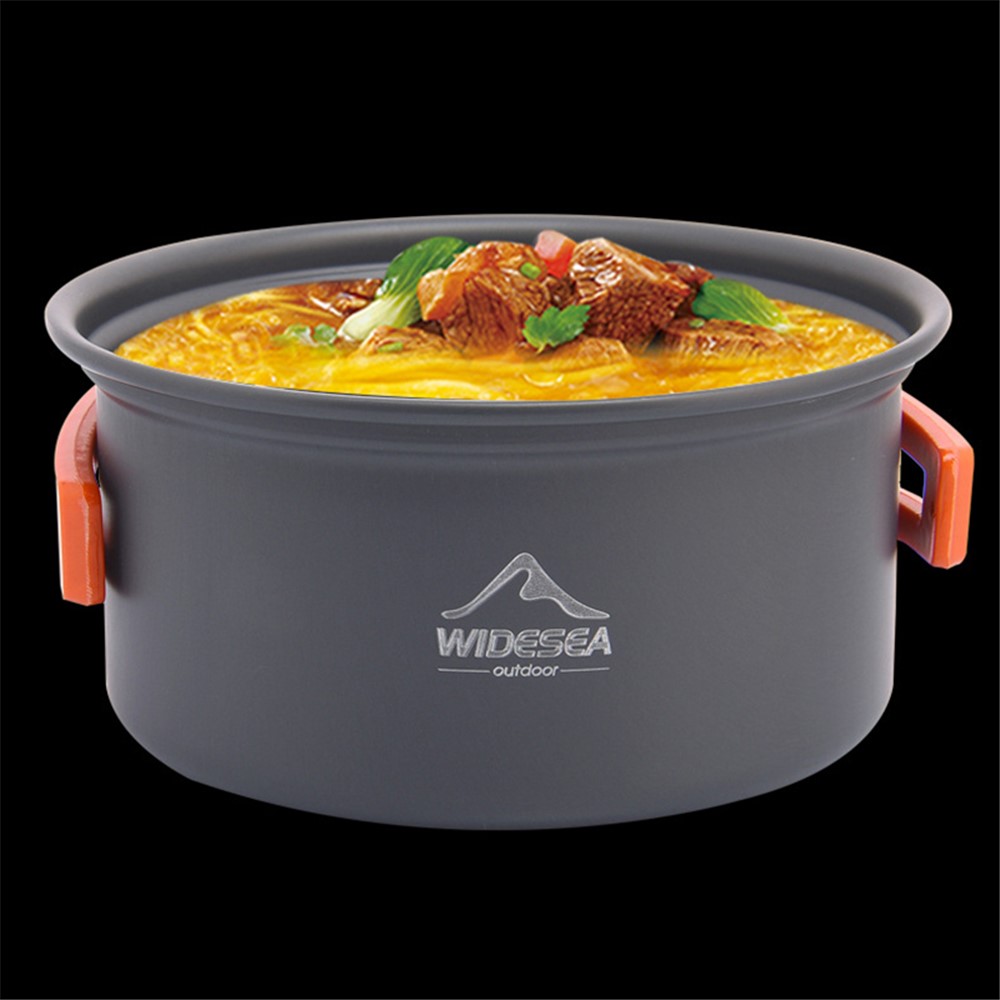 WIDESEA WSC-201J Outdoor Camping Picnic Cookware Set Pot Pan Bowl Soup Spoon Spatula Cooking Set for 1-2 Person (No FDA Certificate, BPA-free)-3