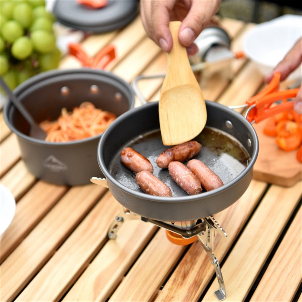 WIDESEA WSC-201J Outdoor Camping Picnic Cookware Set Pot Pan Bowl Soup Spoon Spatula Cooking Set for 1-2 Person (No FDA Certificate, BPA-free)-4