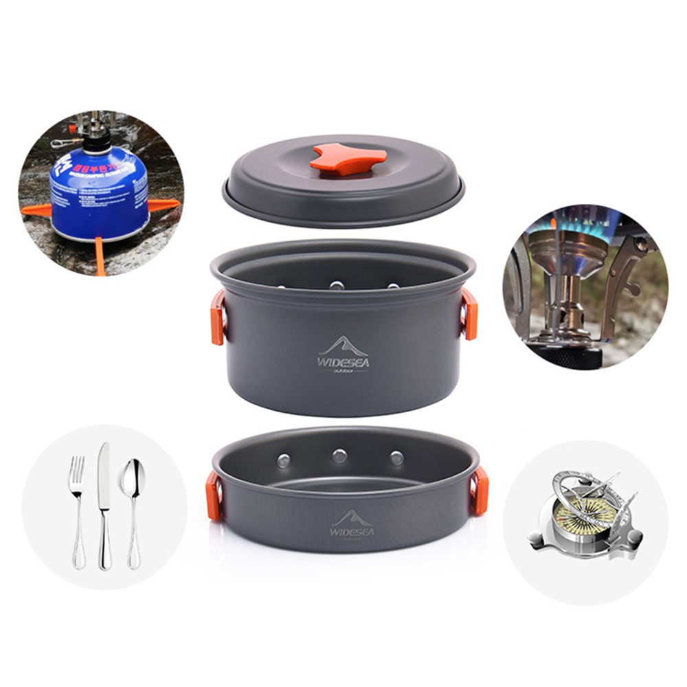WIDESEA WSC-201J Outdoor Camping Picnic Cookware Set Pot Pan Bowl Soup Spoon Spatula Cooking Set for 1-2 Person (No FDA Certificate, BPA-free)-5