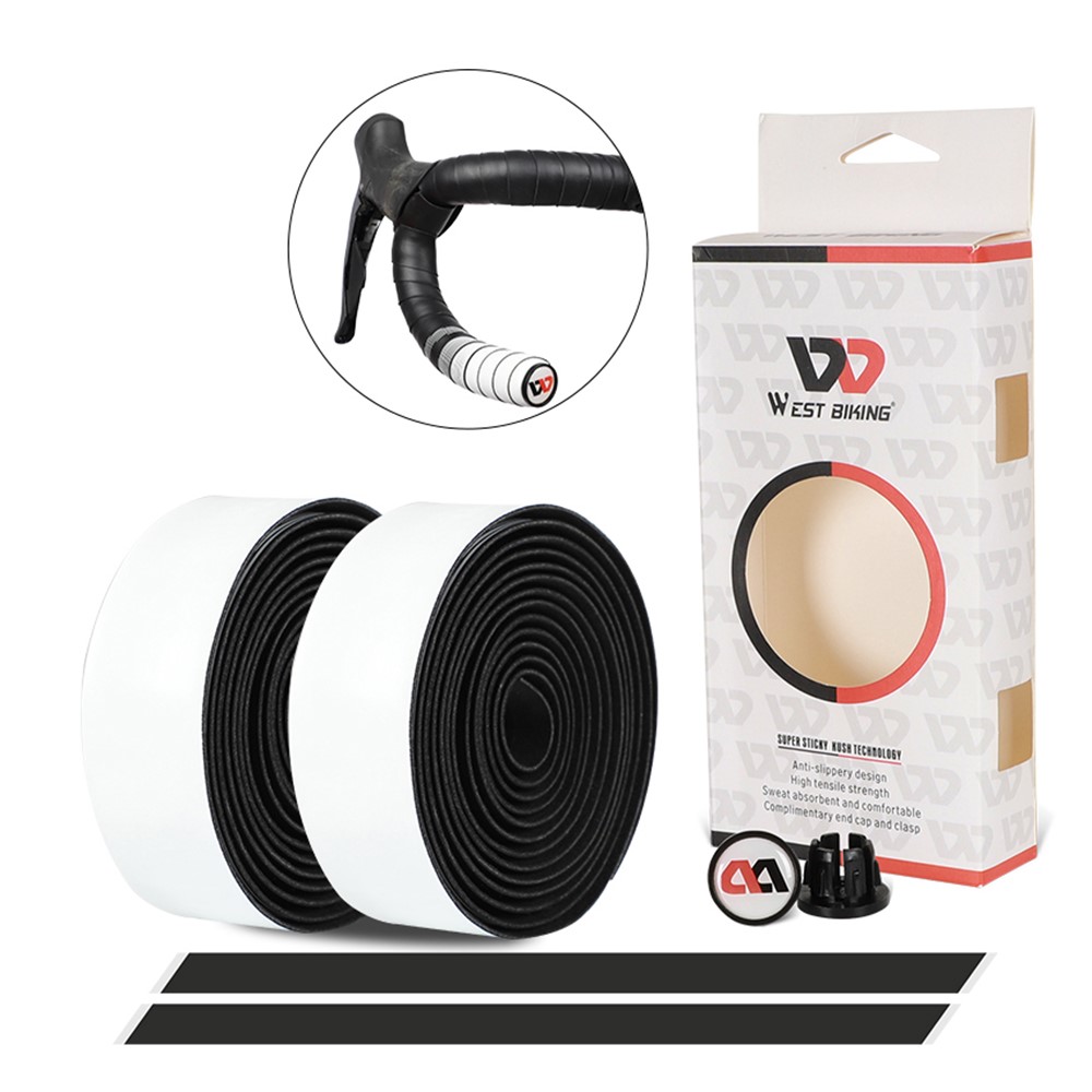 WEST BIKING Road Bike Handlebar Tapes Bicycle Bar Wraps - White / Black-1