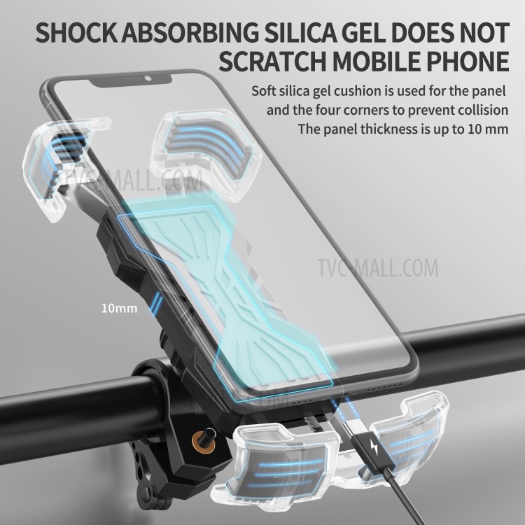 ANVASK FL-201 Motorcycle Bike Handlebar Mobile Phone Mount Holder Stand Support for 4.7-6.8 inch Phone-6