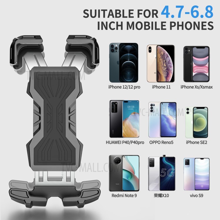 ANVASK FL-201 Motorcycle Bike Handlebar Mobile Phone Mount Holder Stand Support for 4.7-6.8 inch Phone-8