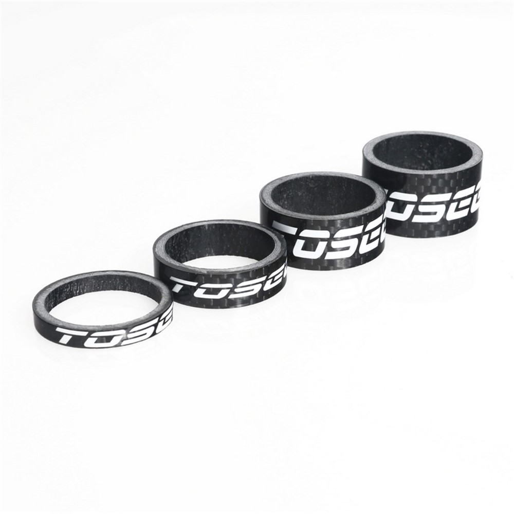 TOSEEK 4PCS/Set Carbon Fiber Bicycle Front Fork Stem Spacers Fit (5+10+15+20mm)-1