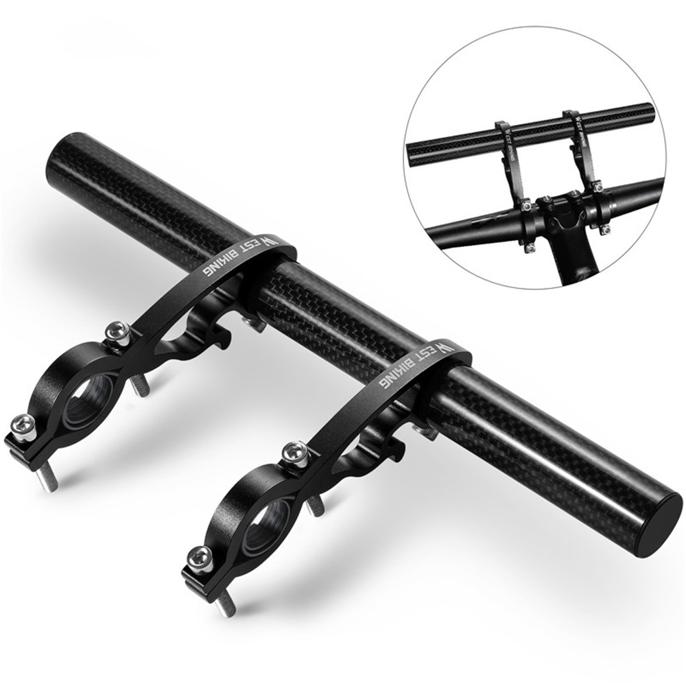 WEST BIKING Cycling Carbon Fiber Bicycle Handlebar Extender Double Clamp Bracket for Bike Light GPS Computer-10