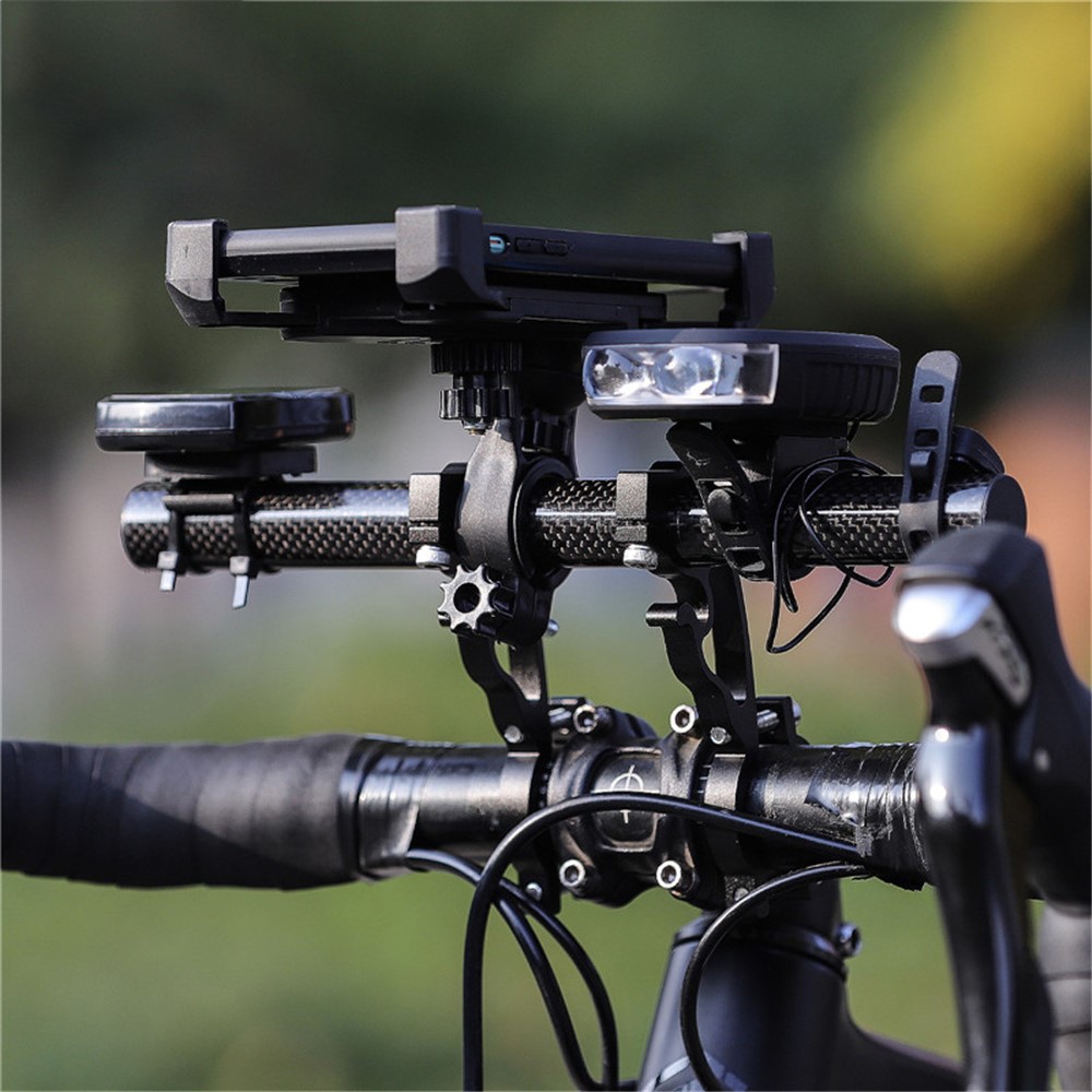 WEST BIKING Cycling Carbon Fiber Bicycle Handlebar Extender Double Clamp Bracket for Bike Light GPS Computer-12