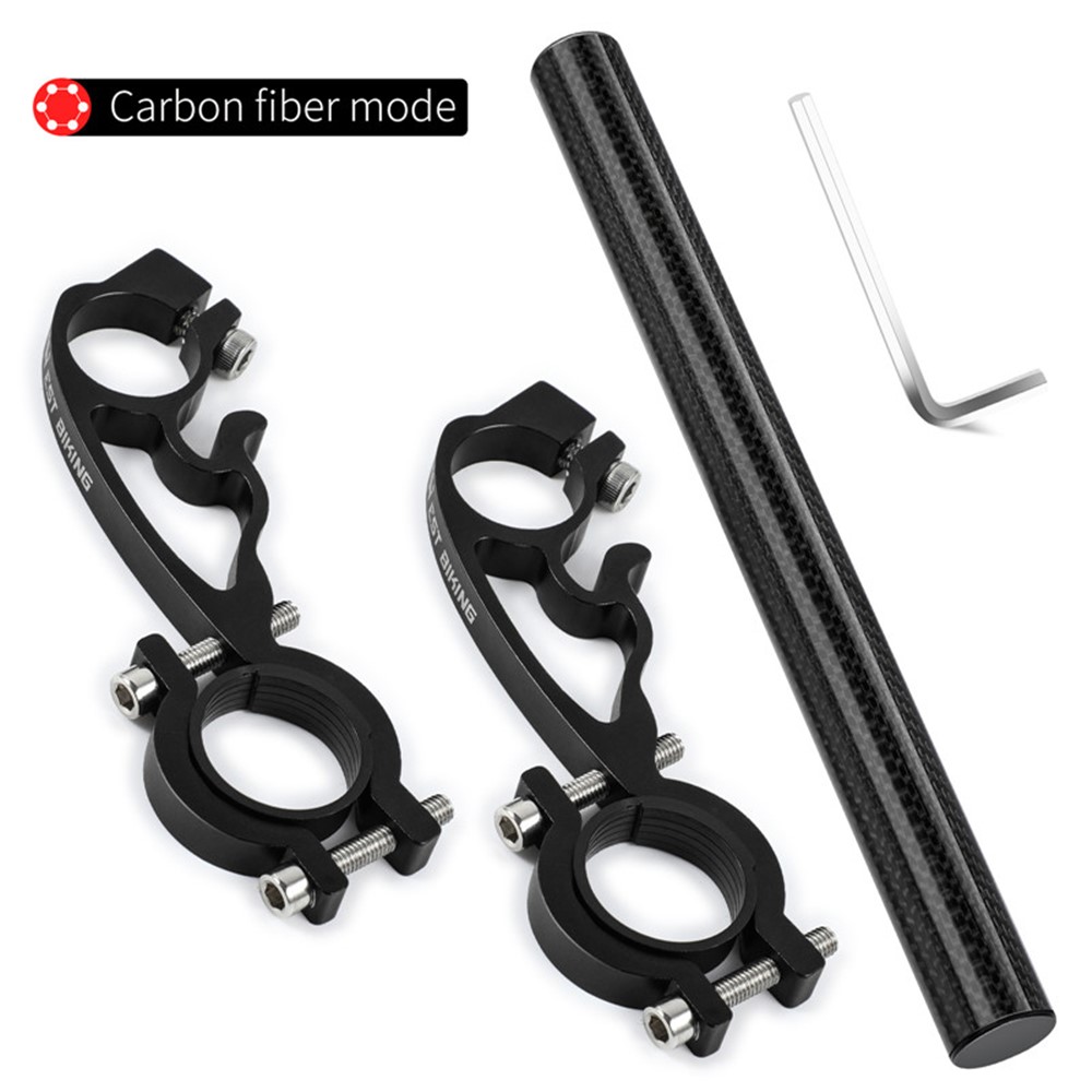 WEST BIKING Cycling Carbon Fiber Bicycle Handlebar Extender Double Clamp Bracket for Bike Light GPS Computer-14