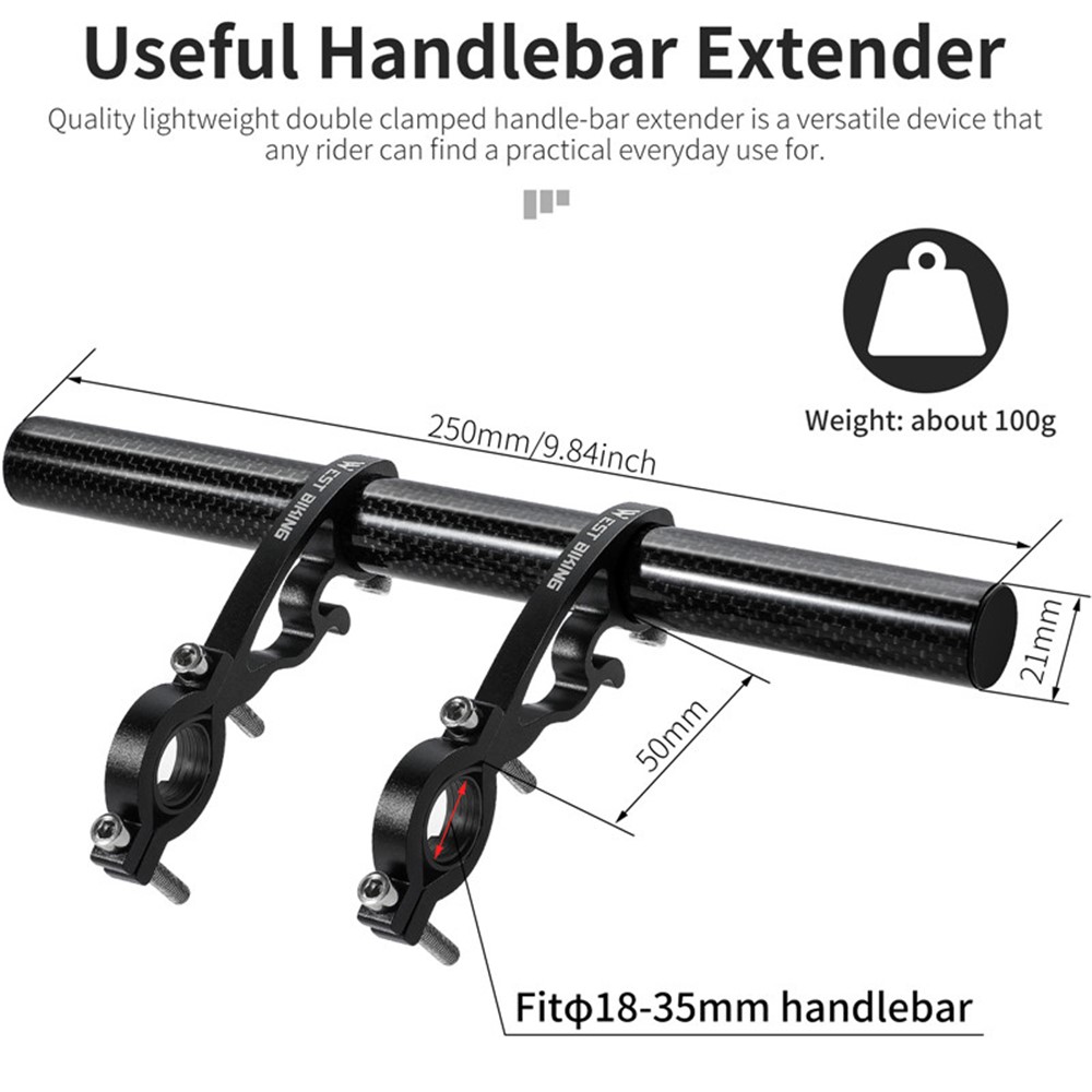 WEST BIKING Cycling Carbon Fiber Bicycle Handlebar Extender Double Clamp Bracket for Bike Light GPS Computer-7