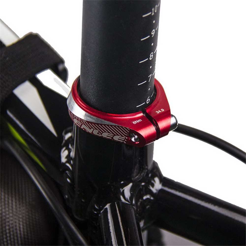 ENLEE XC 34.9mm Aluminium Alloy Bicycle Seat Clamp Bike Tube Clip Quick Release Seat Post Clip Compatible with 30.4/30.8/30.9/31.6mm - Red-2