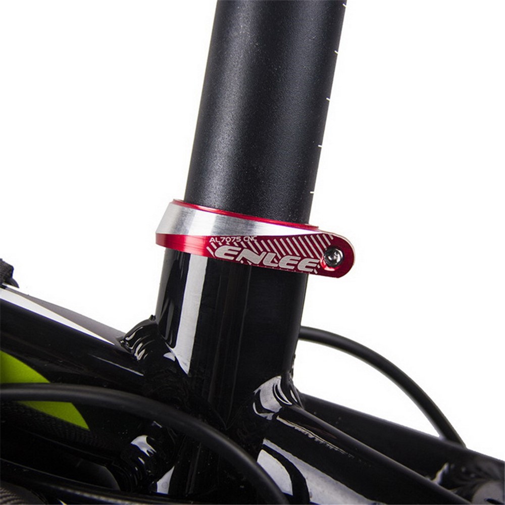 ENLEE XC 34.9mm Aluminium Alloy Bicycle Seat Clamp Bike Tube Clip Quick Release Seat Post Clip Compatible with 30.4/30.8/30.9/31.6mm - Red-3