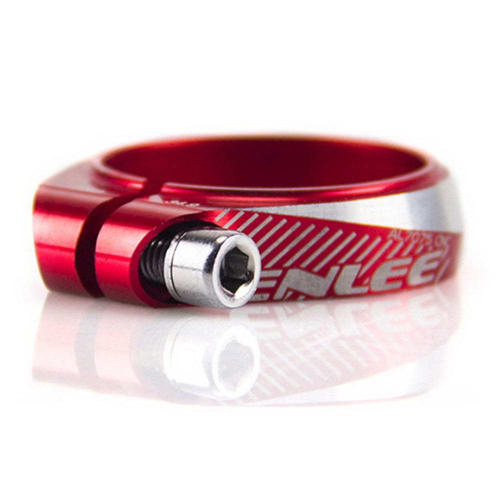 ENLEE XC 34.9mm Aluminium Alloy Bicycle Seat Clamp Bike Tube Clip Quick Release Seat Post Clip Compatible with 30.4/30.8/30.9/31.6mm - Red-5