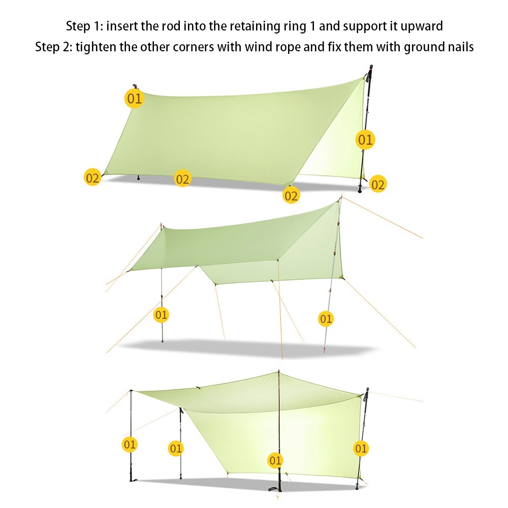 Winesea WSTM-S101 3,6m Tente de Camping 2 Person Sunforha-flore Sunshade Backpacking Tent Imperméable Vent à Vent - Vert-4