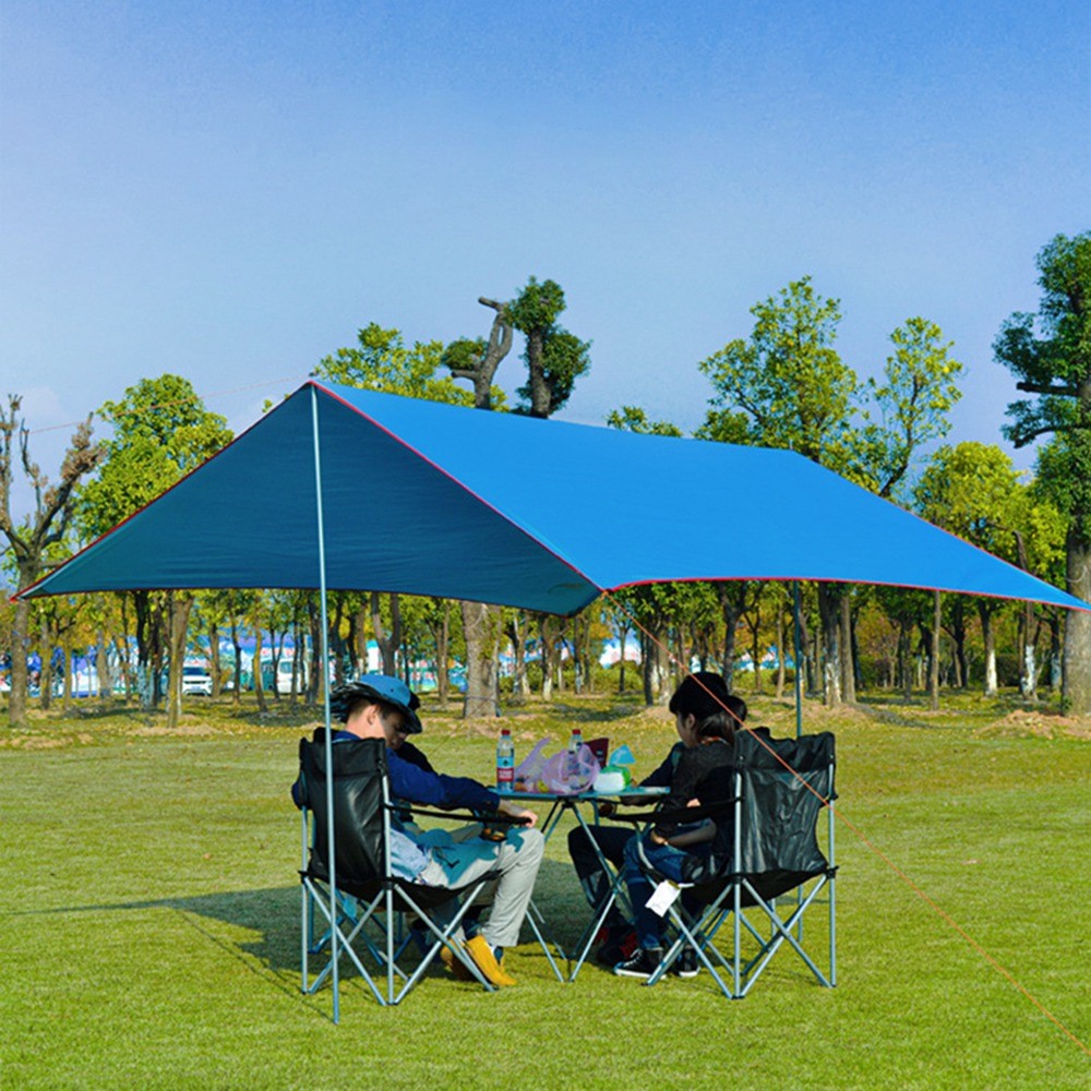 DESERT&FOX Waterproof Tent Tarp Outdoor Camping Tarp Rainfly Sun Shelter, 19mm Aluminum Alloy Pole - Blue-2