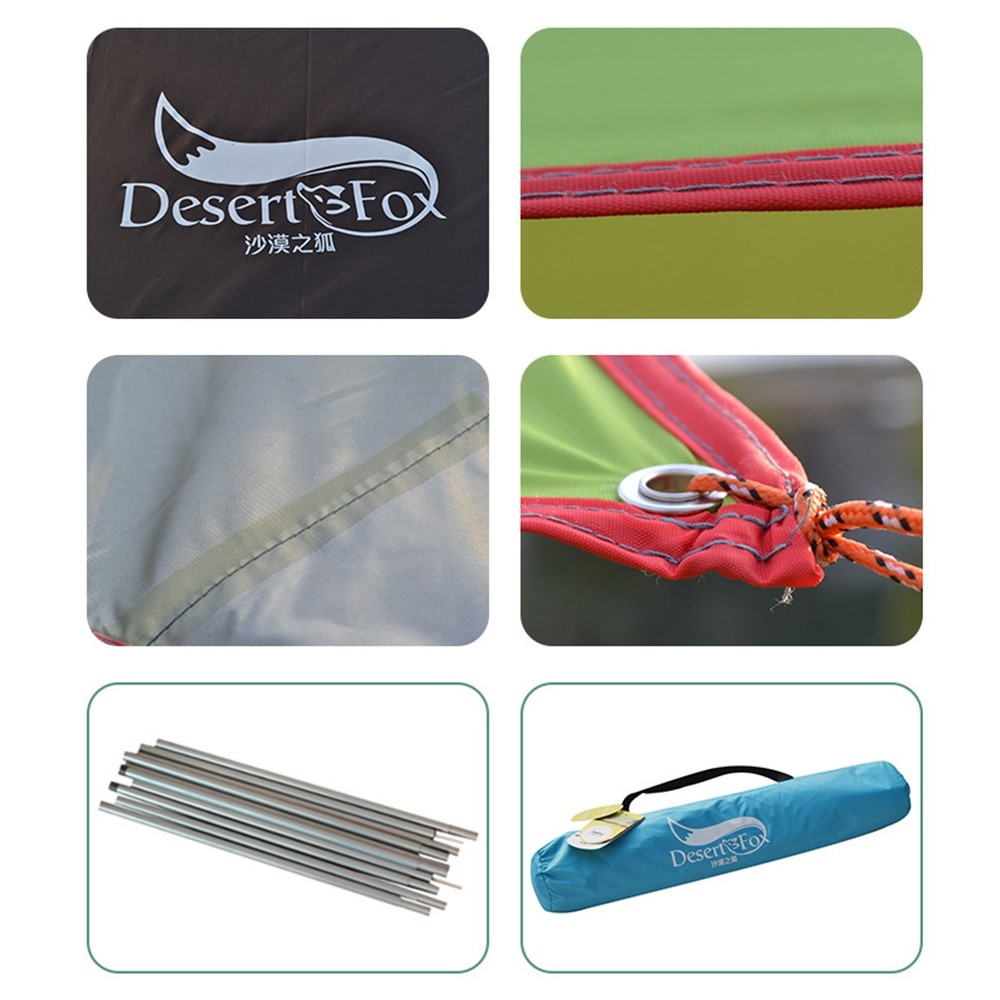DESERT&FOX Waterproof Tent Tarp Outdoor Camping Tarp Rainfly Sun Shelter, 19mm Aluminum Alloy Pole - Blue-5