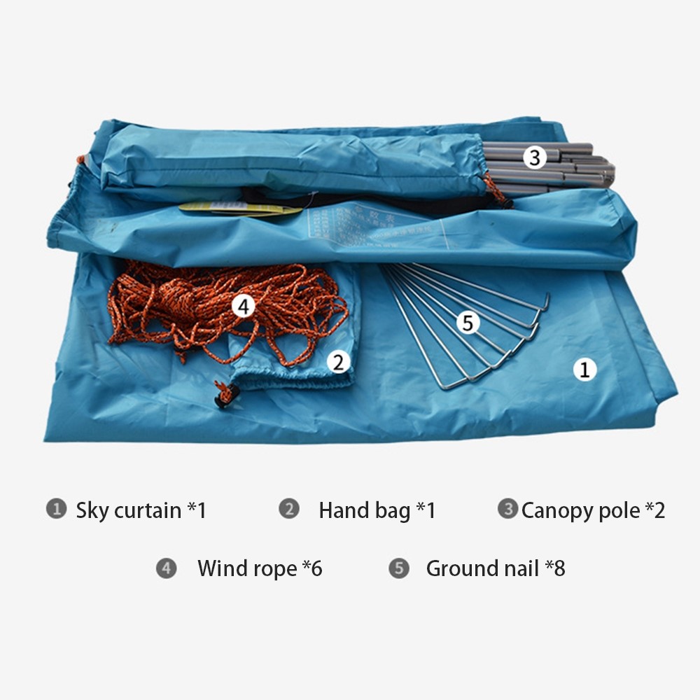 DESERT&FOX Waterproof Tent Tarp Outdoor Camping Tarp Rainfly Sun Shelter, 19mm Aluminum Alloy Pole - Blue-6