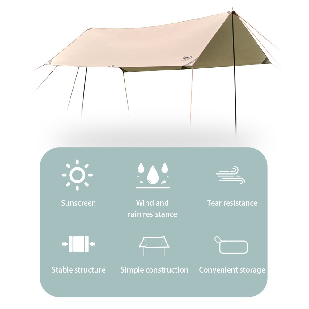 DESERT&FOX Waterproof 210D Oxford Cloth Outdoor Tent Tarp Camping Sun Shelter, 292*400cm (Iron Pole)-2