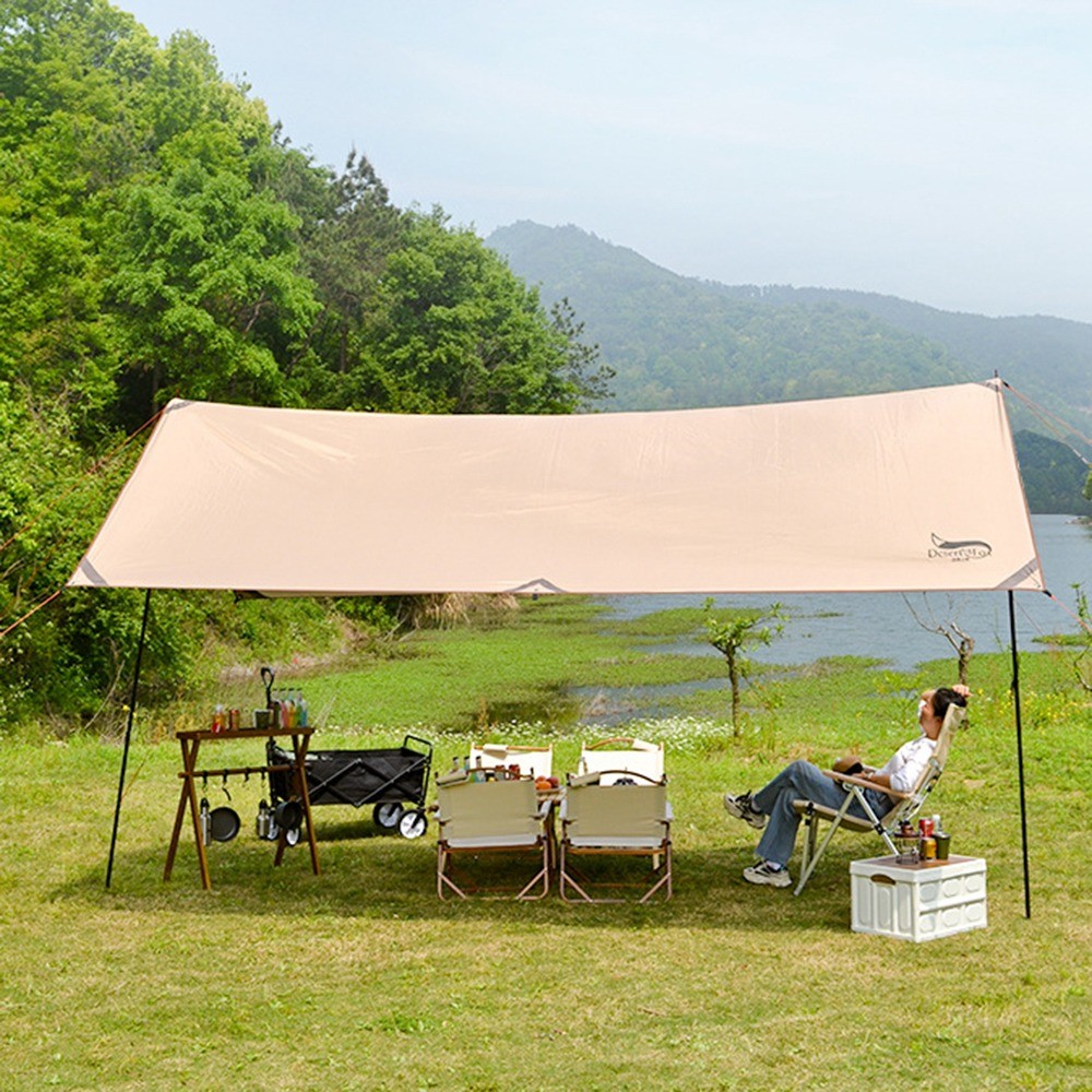 DESERT&FOX Waterproof 210D Oxford Cloth Outdoor Tent Tarp Camping Sun Shelter, 292*400cm (Iron Pole)-3
