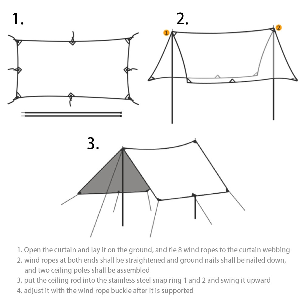 DESERT&FOX Waterproof 210D Oxford Cloth Outdoor Tent Tarp Camping Sun Shelter, 292*400cm (Iron Pole)-7