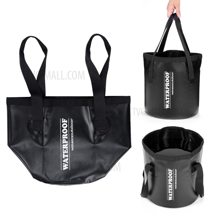 Large Size 31x30CM Portable Outdoor Water Storage Bag Water Container Waterproof Fishing Kayak Folding Bucket - Black-1