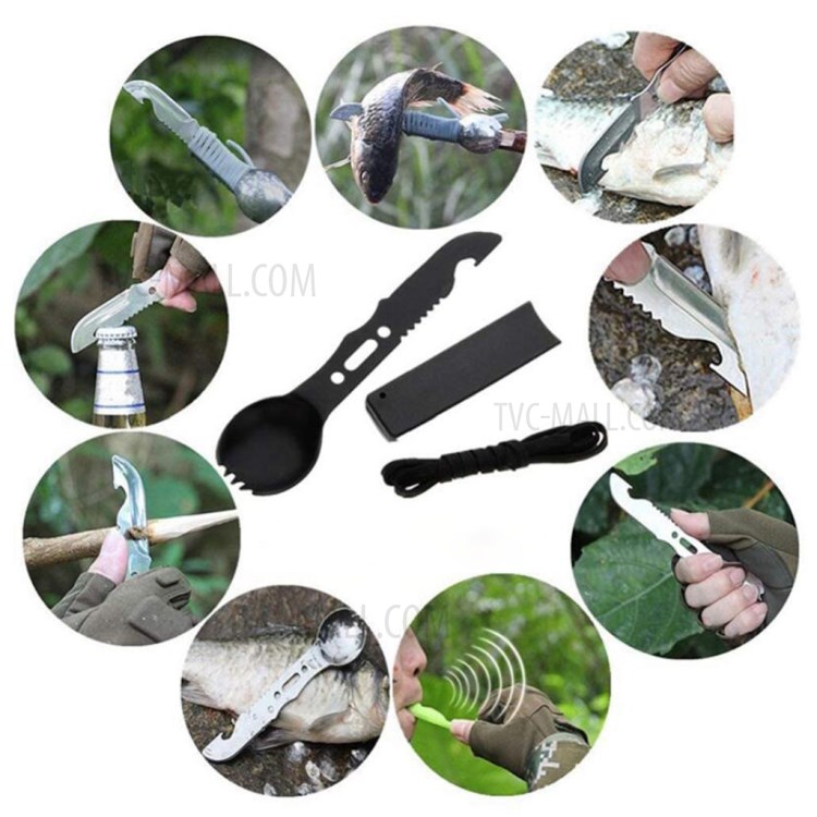 AGCY-05 15-in-1 Outdoor Survival Flintstone Flashlight Folding Knife Wire Saw Bracelet Emergency Blanket Whistle Carabiner Tools Kit-6