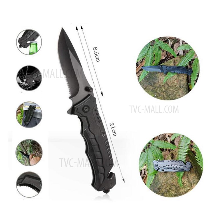 AGCY-05 15-in-1 Outdoor Survival Flintstone Flashlight Folding Knife Wire Saw Bracelet Emergency Blanket Whistle Carabiner Tools Kit-8