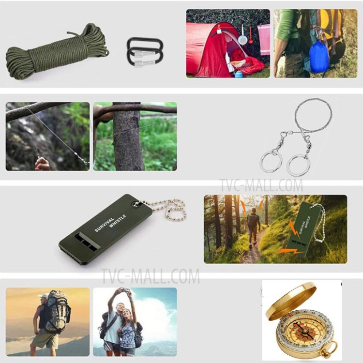 20Pcs/Set AGCY-11 Professional Survival Gear Equipment Tools First Aid Supplies for SOS Emergency Tactical Hiking Hunting-13