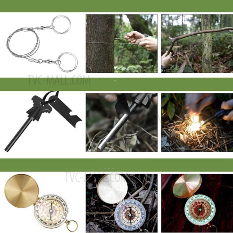 20Pcs/Set AGCY-11 Professional Survival Gear Equipment Tools First Aid Supplies for SOS Emergency Tactical Hiking Hunting-3
