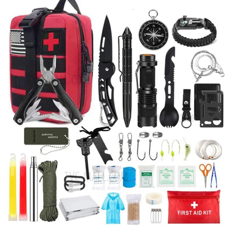 AGCY-48 Outdoor Camping Hiking Emergency First Aid Kit Multi-function SOS Tactical Tool - Red-1