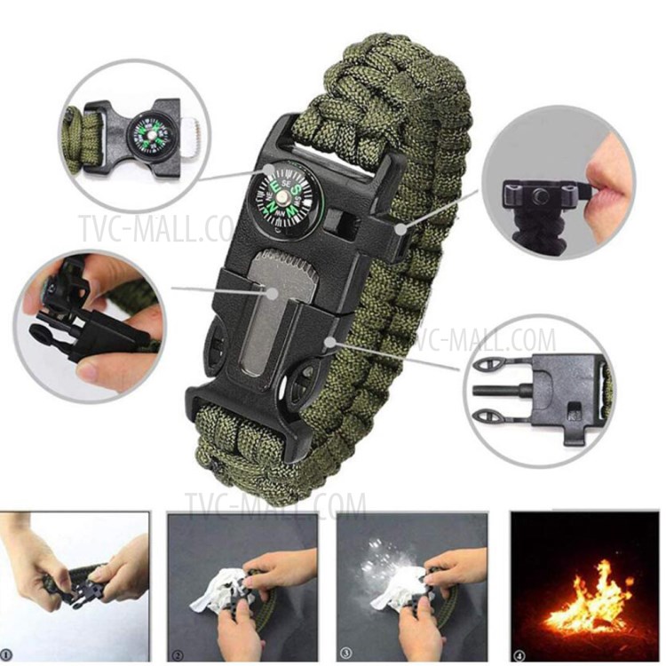 AGCY-49 Multi-function Outdoor Survival Firestone Compass Flashlight Knife Emergency Blanket Fishing Tool Kit-9