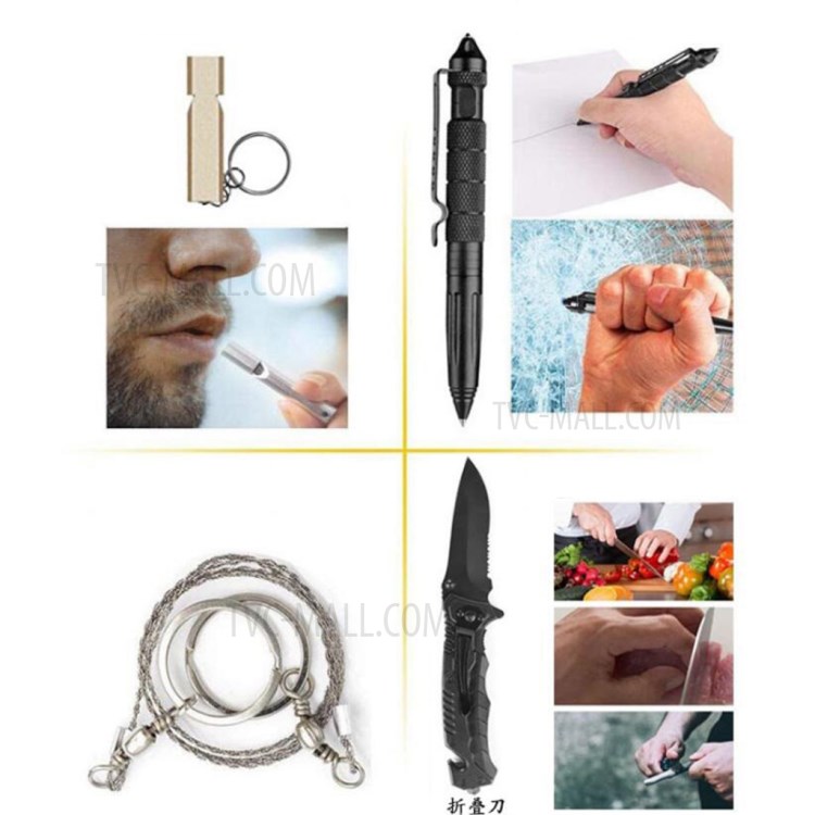 AGCY-45 Outdoor Survival Kit Camping Emergency Equipment Multi Tool Set - Style 1/Camouflage Green-12